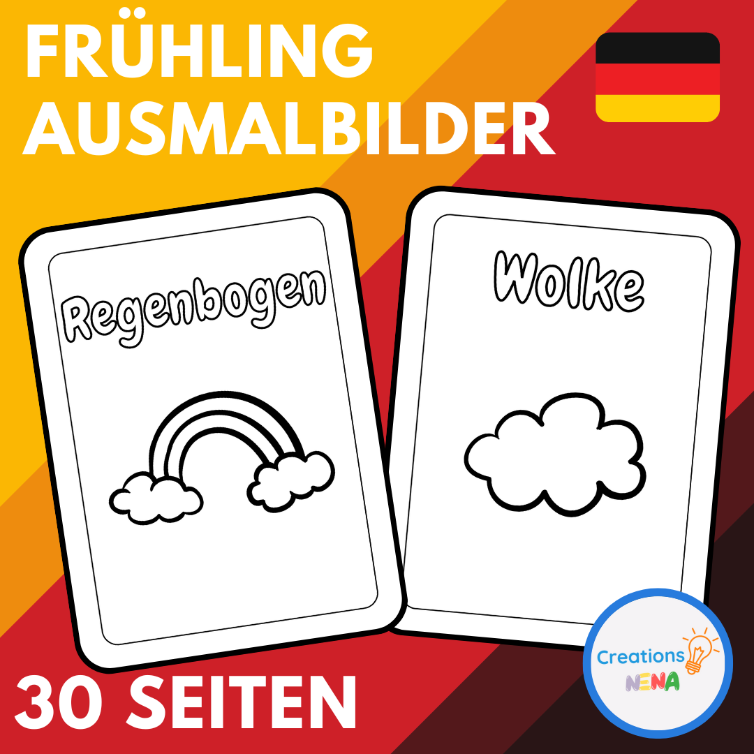 Spring vocabulary coloring pages in german made by teachers