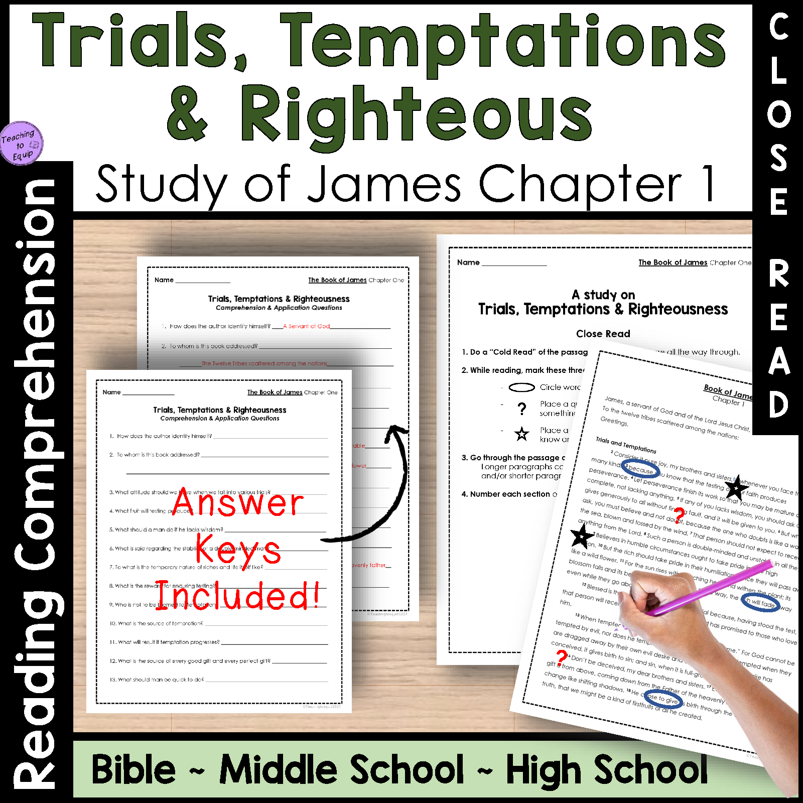 Trials Temptation Righteousness Bible James Ch 1 Reading 
