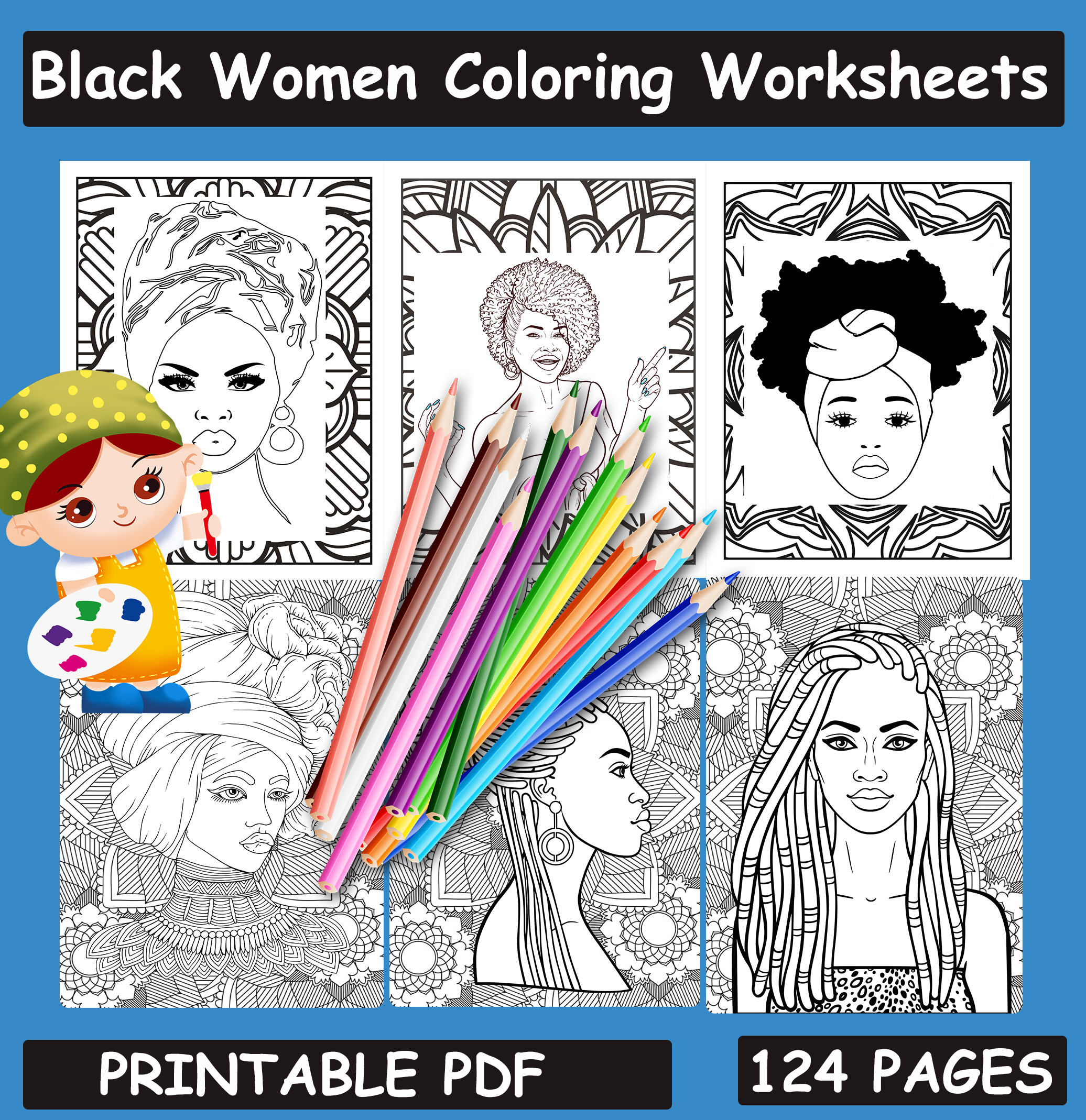 Black African American Women Coloring - Mbt1 