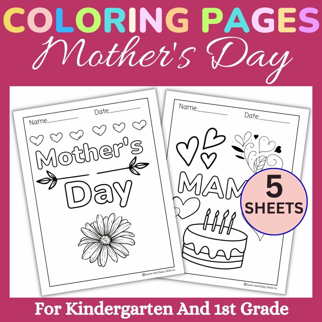Mothers Day Coloring Pages For Preschool Kindergarten And 1st Grade ...