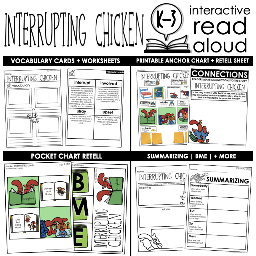 Interrupting Chicken Read Aloud Activities Self Control Lesson