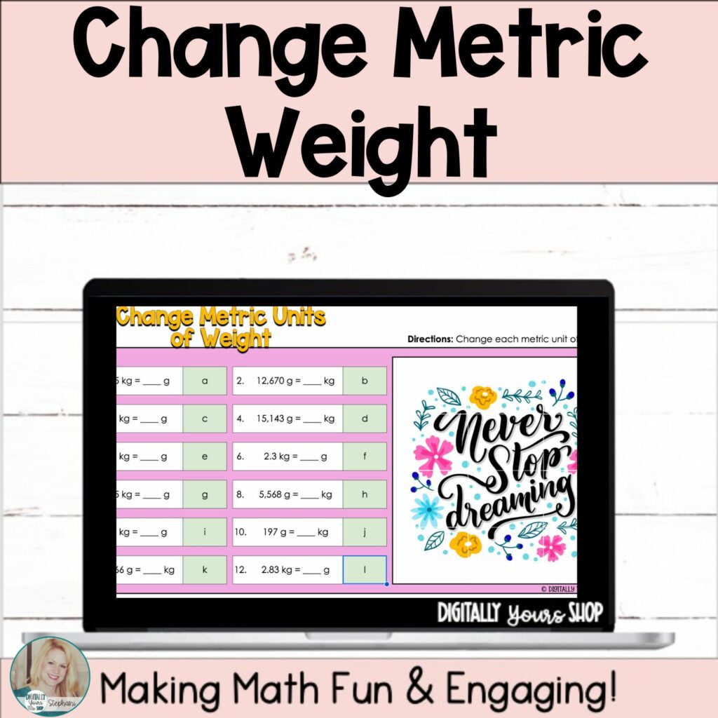 Change Convert Metric Units of Weight Digital SelfChecking Math