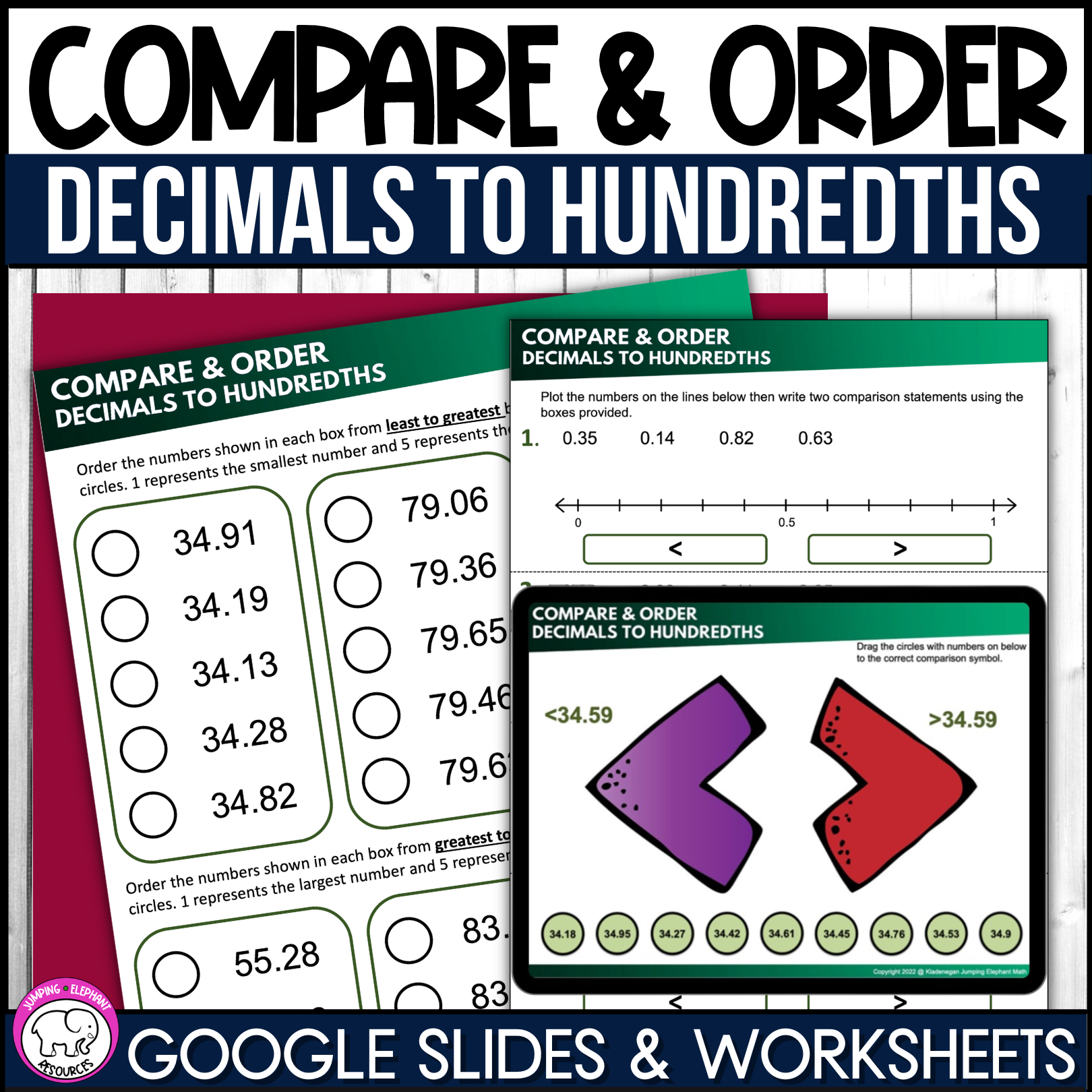 Comparing And Ordering Decimals To Hundredths Google Slides And