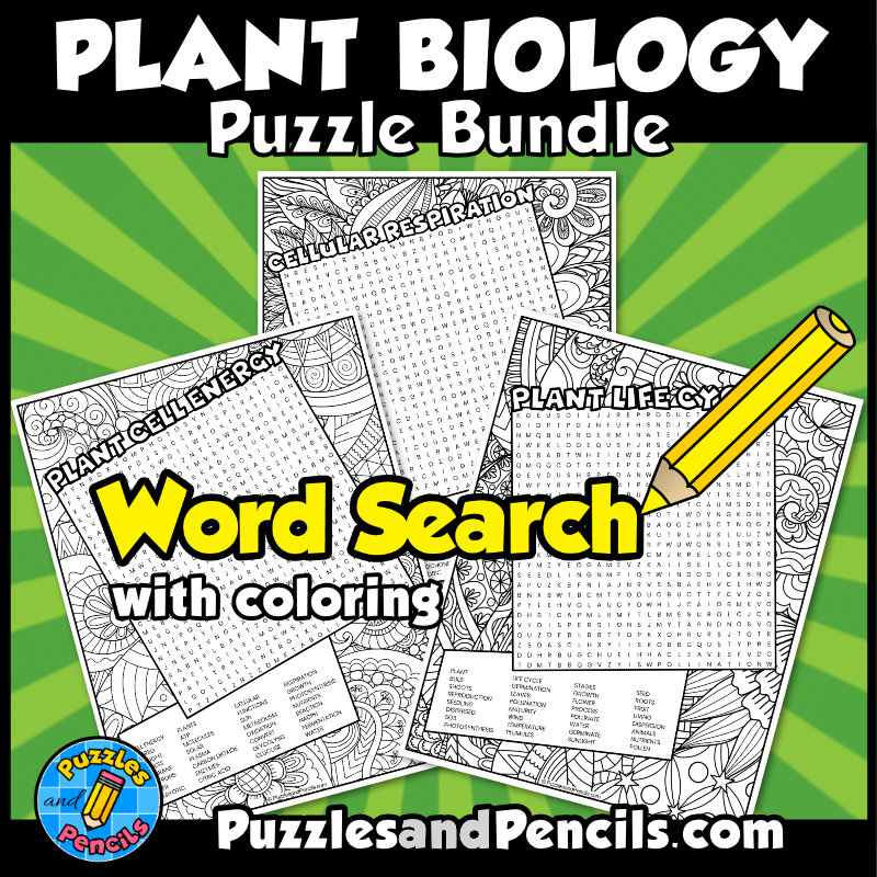 Plant Biology Word Search Puzzle Activity Page BUNDLE | 10 Wordsearch ...