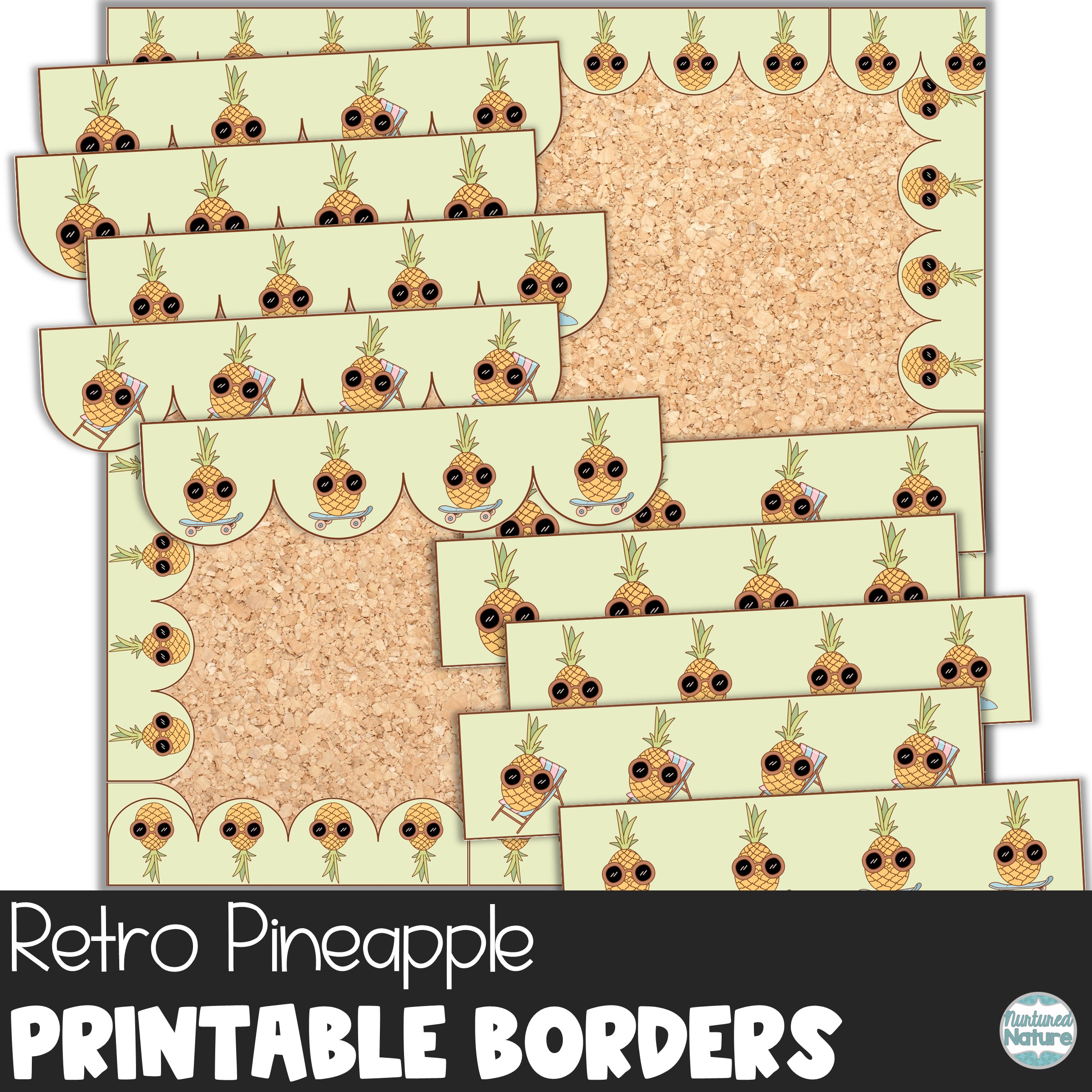 Summer Bulletin Board Border Printable - Retro Pineapple