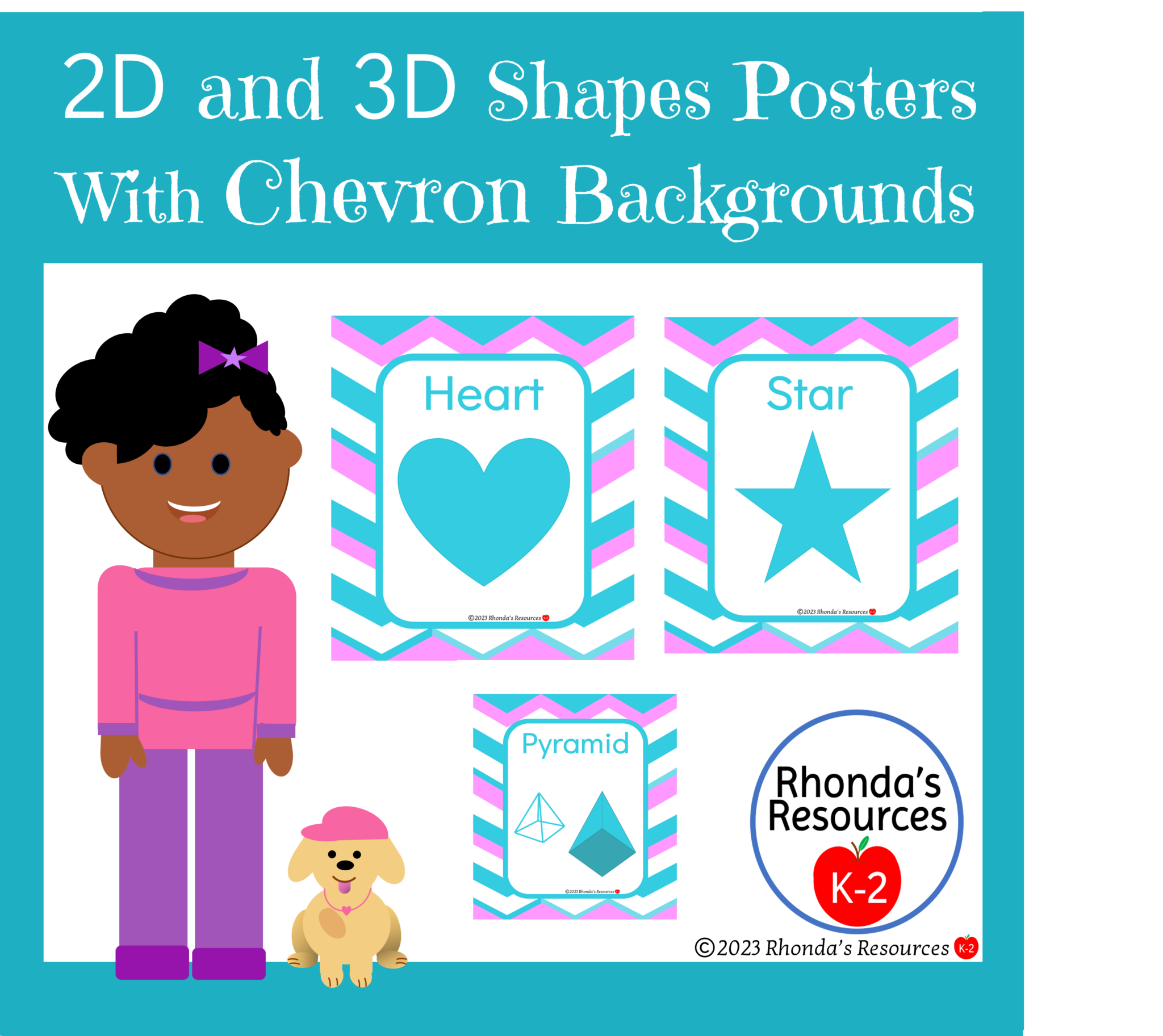 2D And 3D Shapes Posters With Chevron Background Made By Teachers