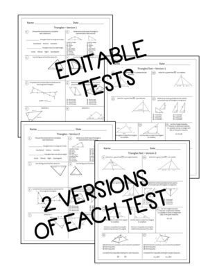 Triangles Tests - Geometry Editable Assessments | Made By Teachers