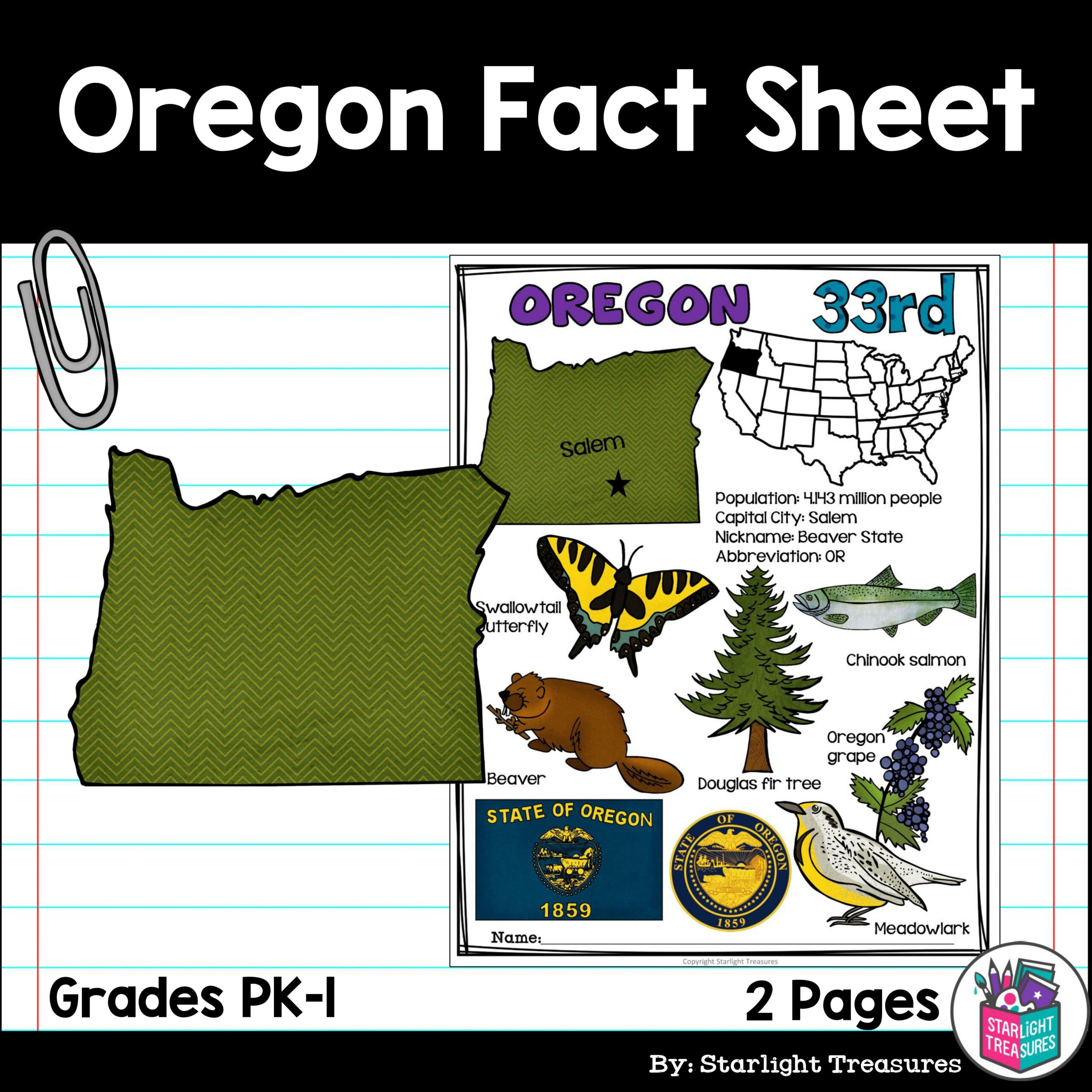 Oregon Fact Sheet for Early Readers - A State Study