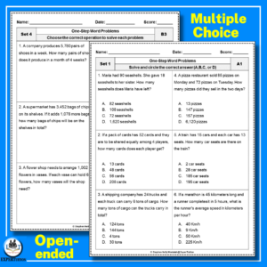 One Step Word Problem All Operations Worksheets Bundle - Made By Teachers
