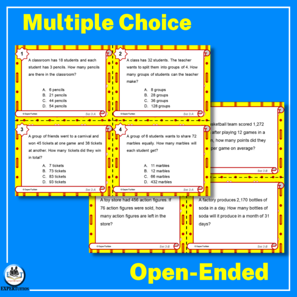 One Step Word Problem Task Cards – Set 3 | Add, Subtract, Multiply or ...