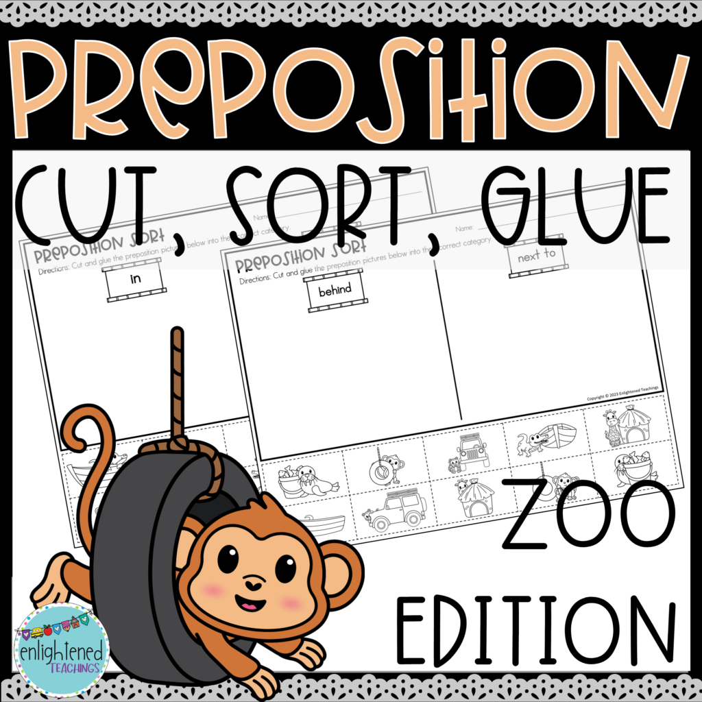 Zoo Preposition Sort Worksheets Cut Glue Paste Sorting Zoo Positional ...