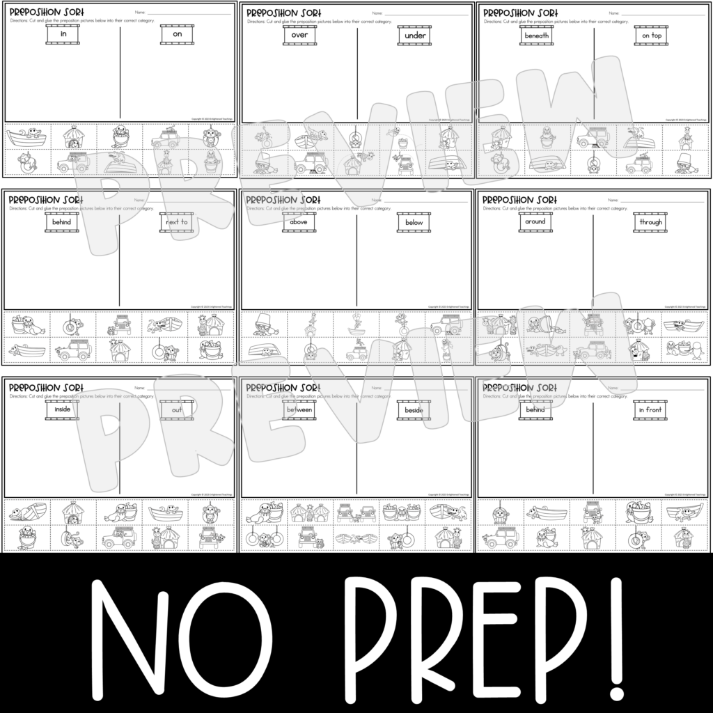 Zoo Preposition Sort Worksheets Cut Glue Paste Sorting Zoo Positional ...