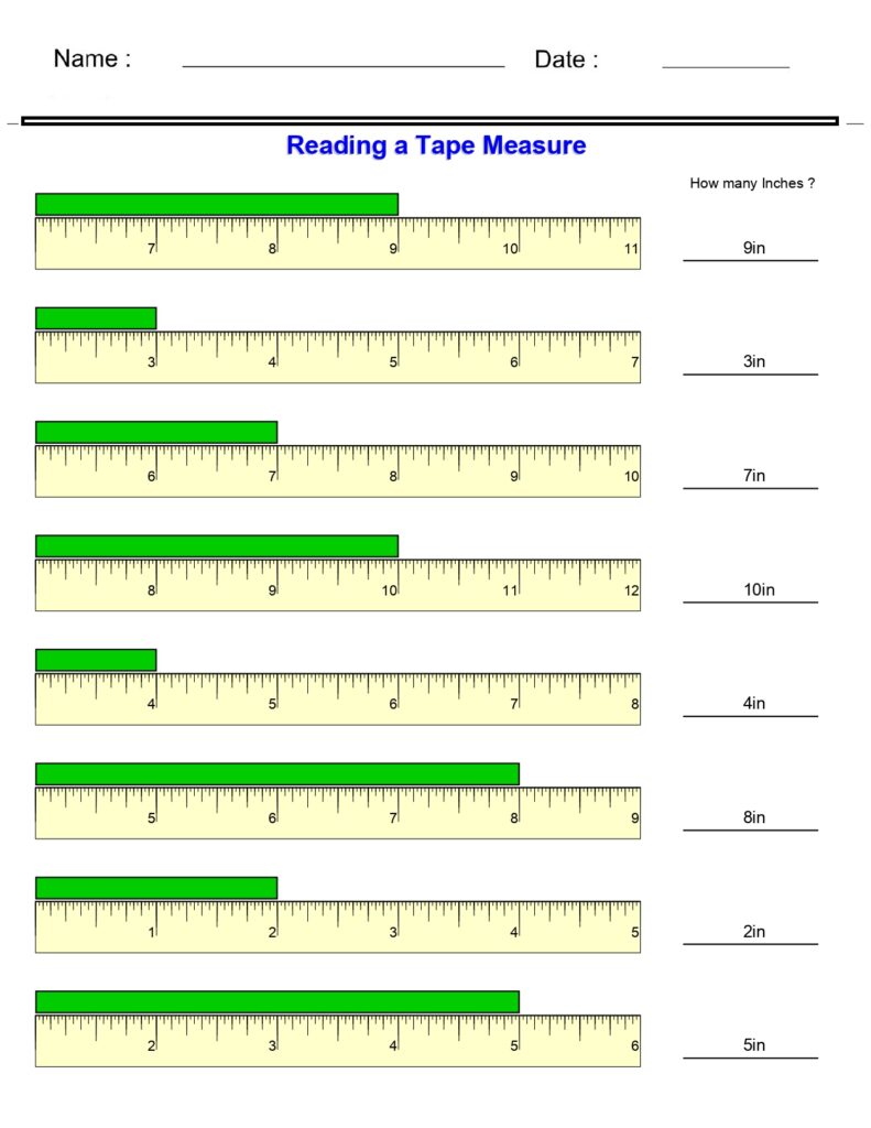 Measurement Worksheets Reading a Tape Measure Worksheets Made By