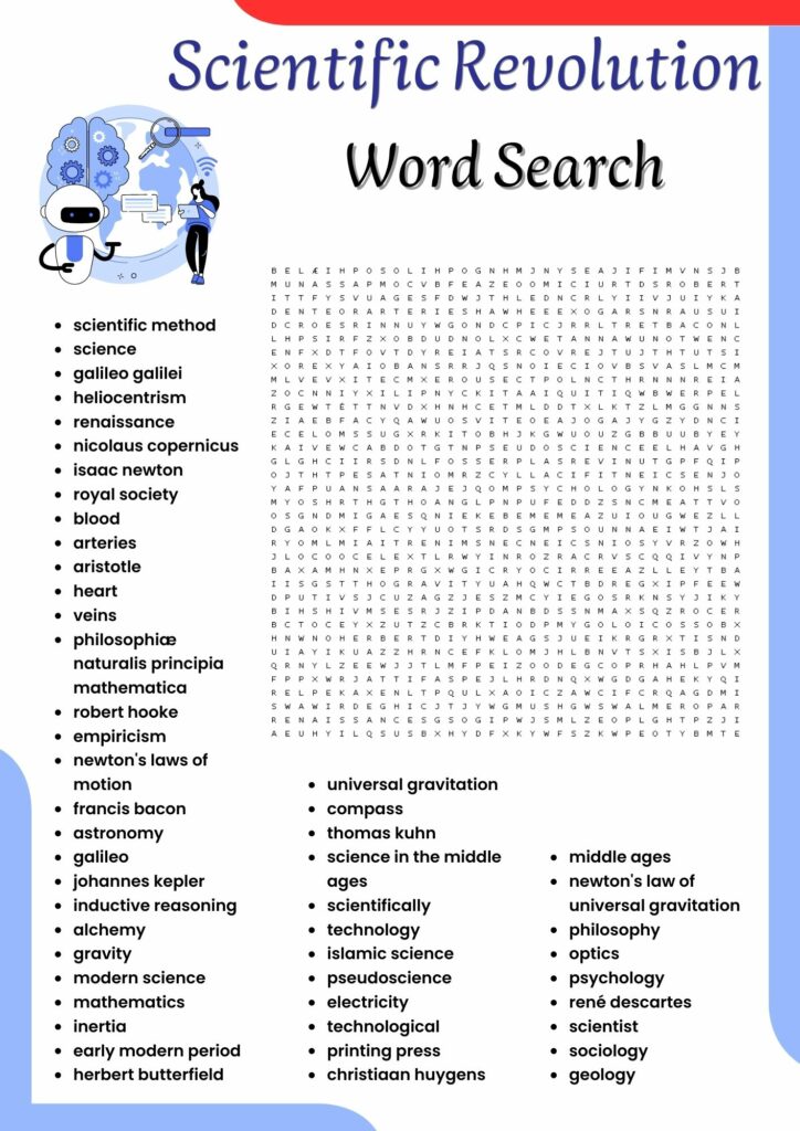 Scientific Revolution word search Puzzle worksheet activities for kids ...