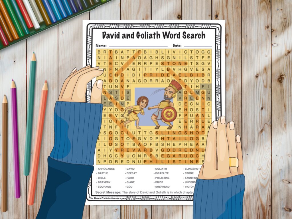 David and Goliath Word Search Bible Puzzle Activity Worksheet - Made By ...