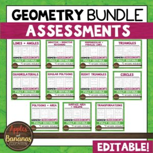 Geometry Editable Assessments BUNDLE | Made By Teachers