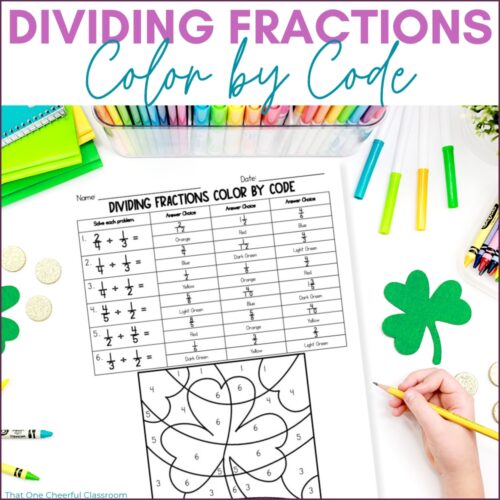 St. Patrick's Day Dividing Fractions Color by Code | Made By Teachers