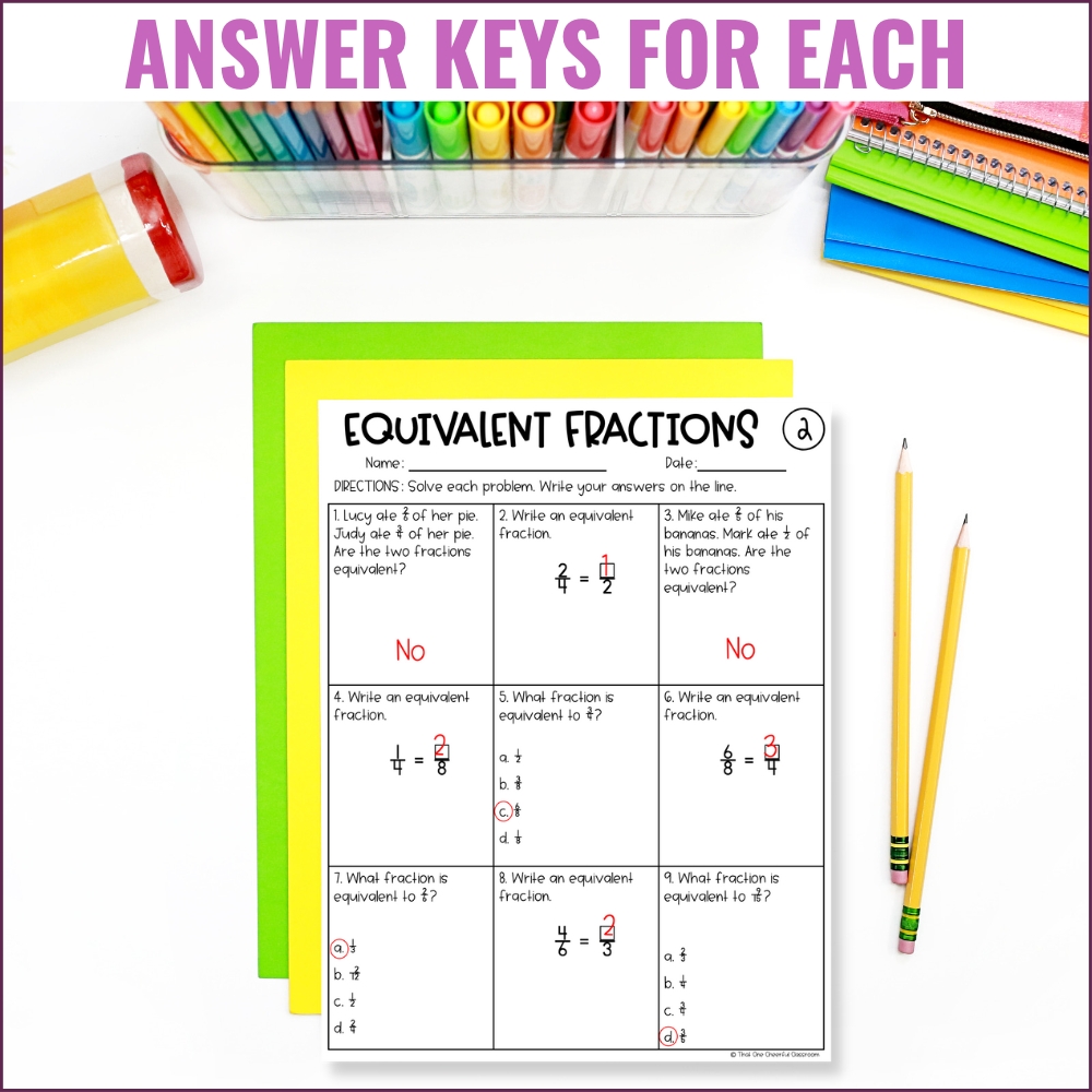 Finding Equivalent Fractions Math Homework Worksheets | Made By Teachers