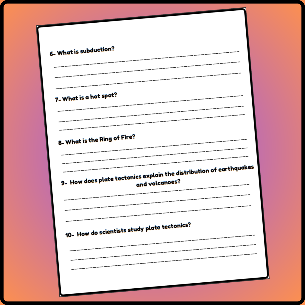 Plate Tectonics Review Questions Sheet Middle School Science Made By Teachers