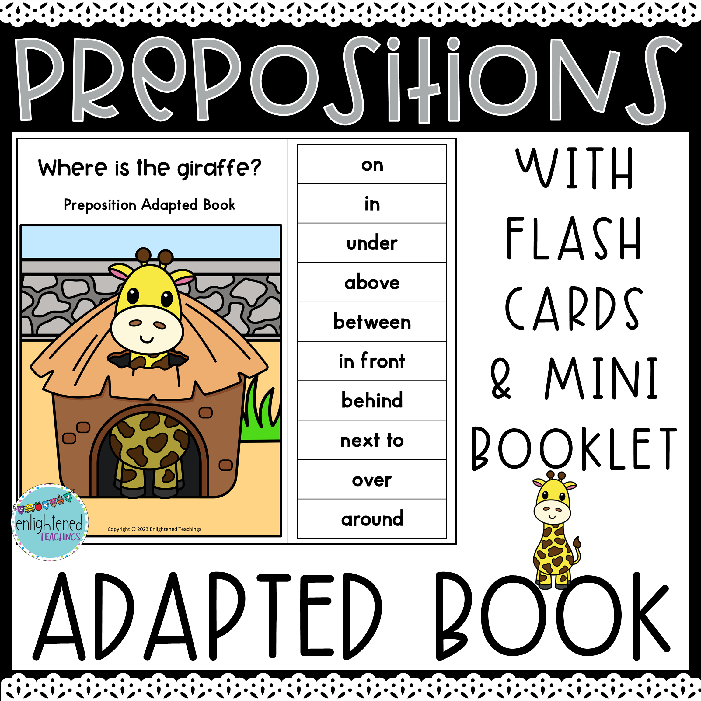 Zoo Prepositions Adapted Book Interactive Booklet Flash Cards