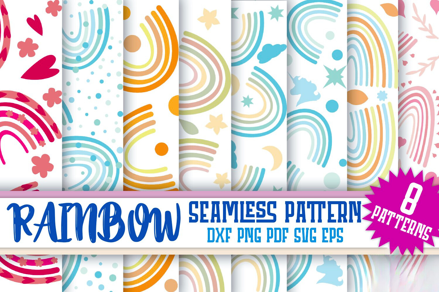 Rainbow Seamless Pattern SVG | Rainbow Background SVG | Made By Teachers