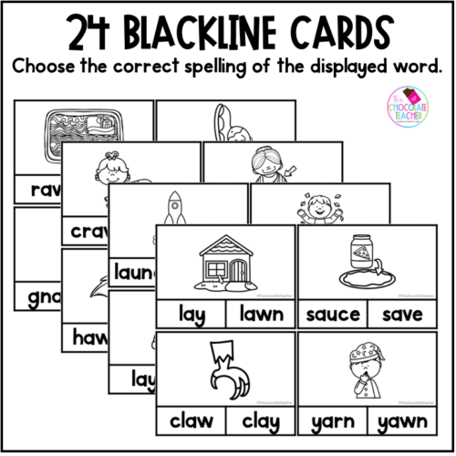 AU AW Phonics Clip Cards and Worksheets | Made By Teachers