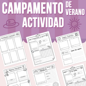Campamento de Verano Pack de Escritura y Dibujo, Actividad Digital e Imprimible