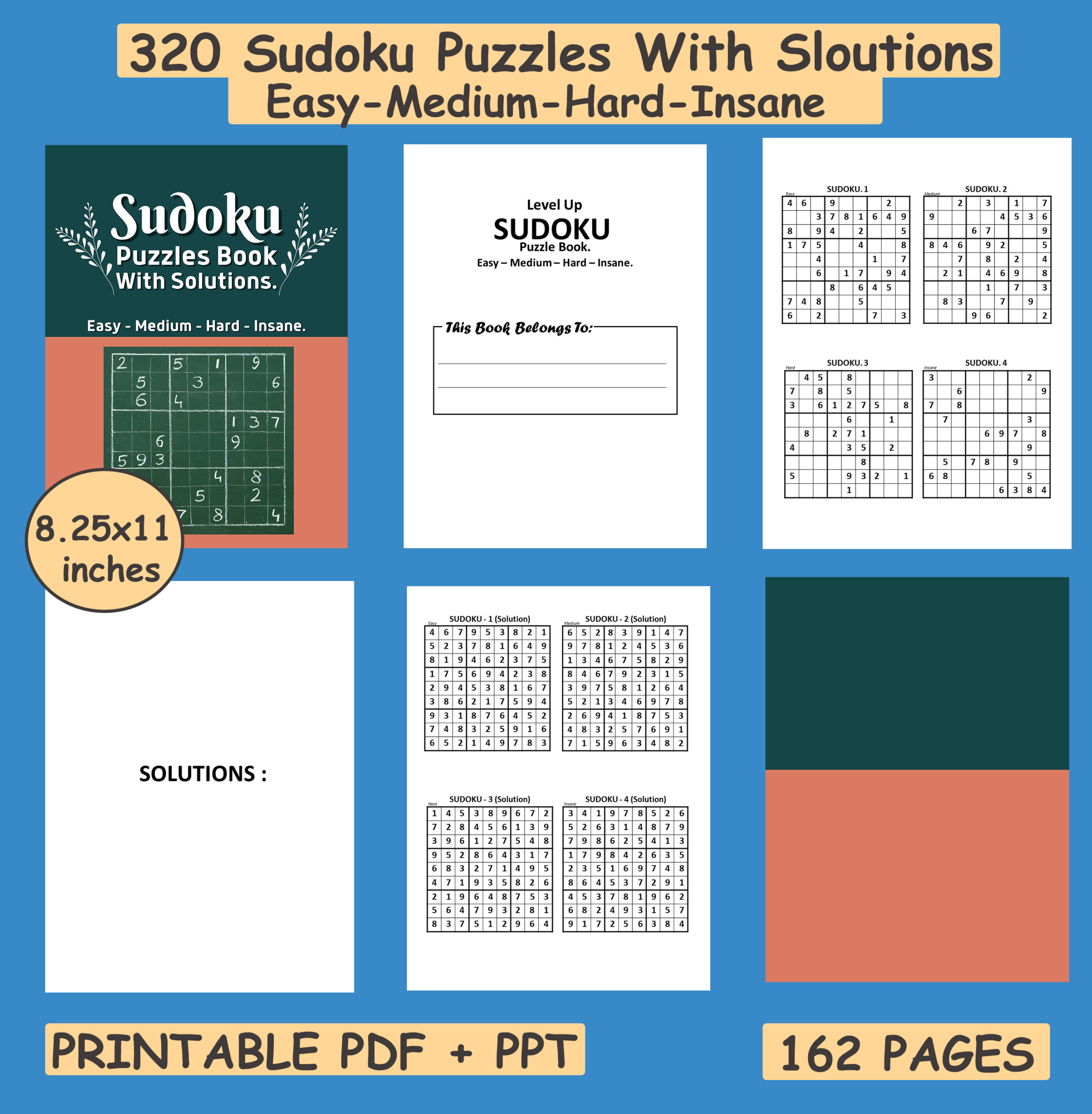 Sudoku Puzzles Book for Adults Easy To Insane 300+ Sudokus With