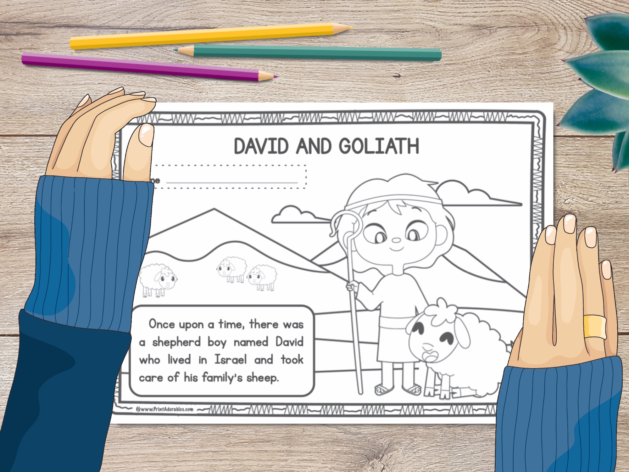 David and Goliath Coloring Pages and Story Book Printable | Made By