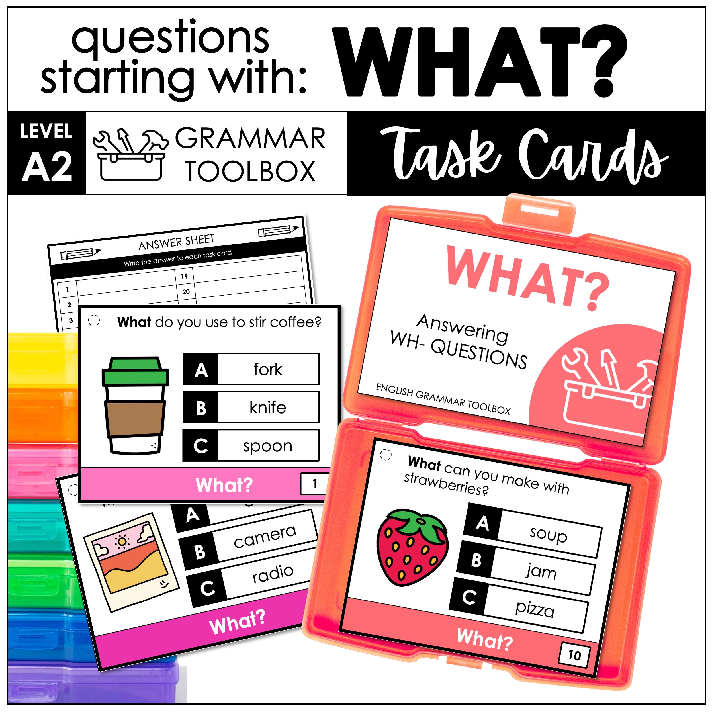 WHAT Questions WH Question Word Comprehension Task Cards Made By