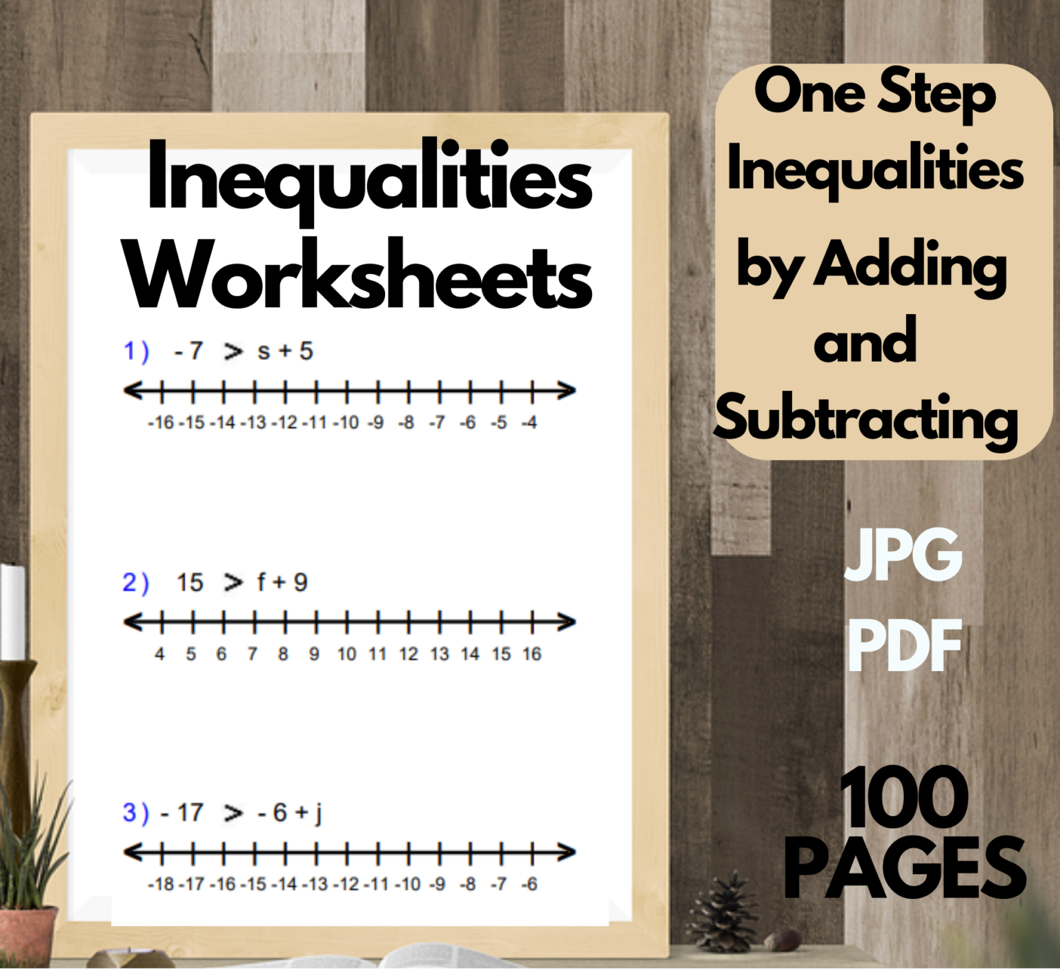 Inequalities worksheets one step inequalities by adding and