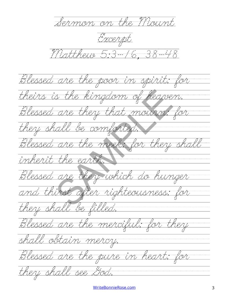 How To Write Matthew In Cursive Beatitudes and Matthew 5 Cursive Copywork | Made By Teachers