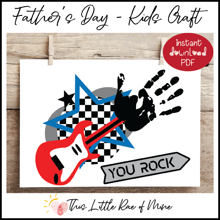 You Rock - guitar - Father's Day - printable - Handprint art - keepsake