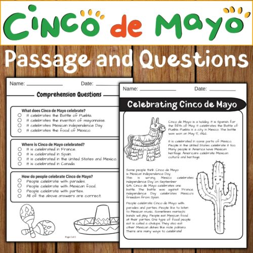 Cinco De Mayo Reading Comprehension Passages | Mexican Fiesta Cinco De ...