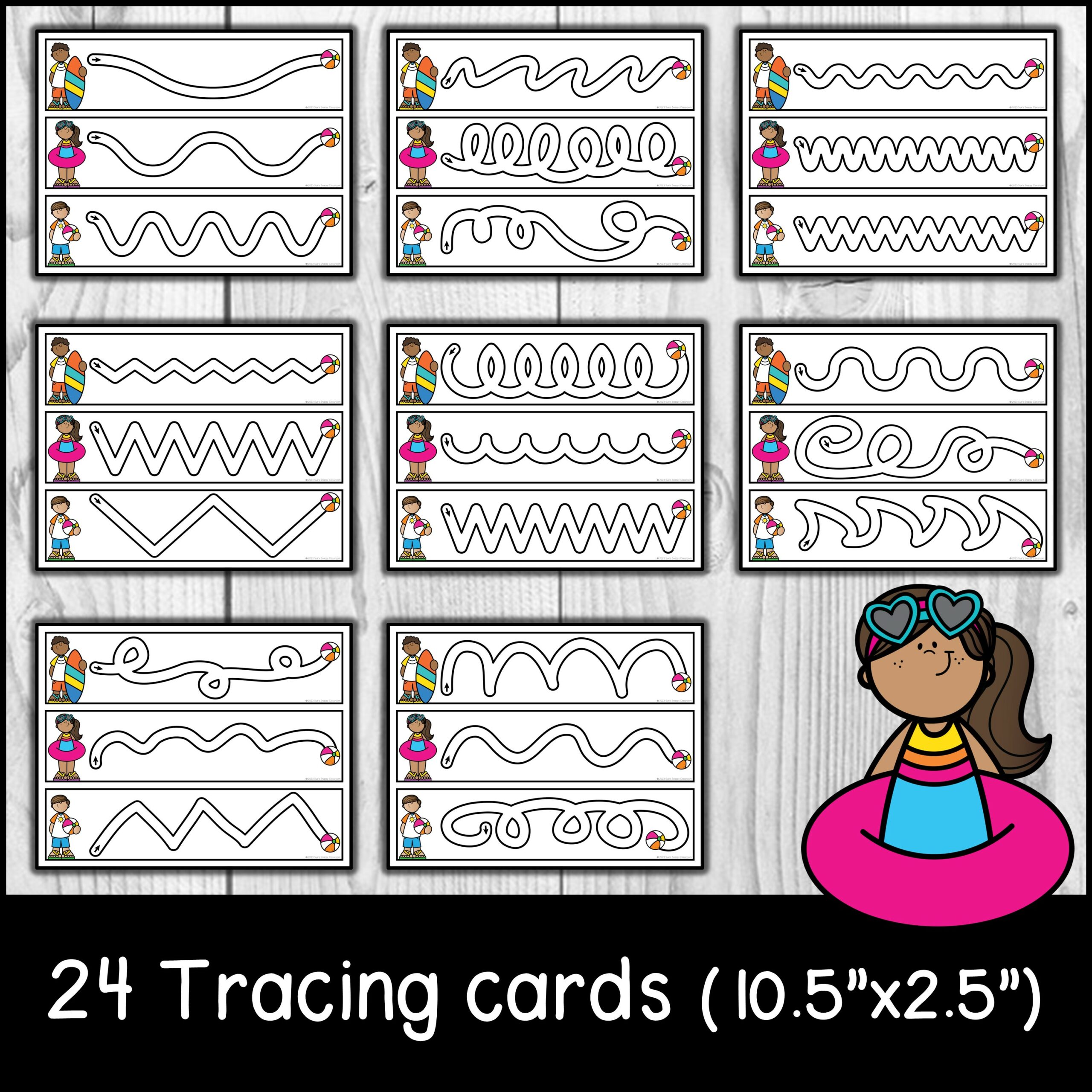 Summer PreWriting Line Tracing Practice Fine Motor Skills Activity