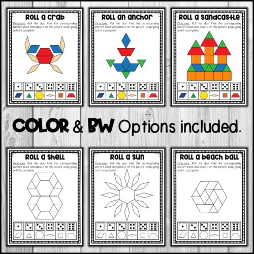 Summer Pattern Block Mats - Summer Math Game - Shapes Center | Made By ...
