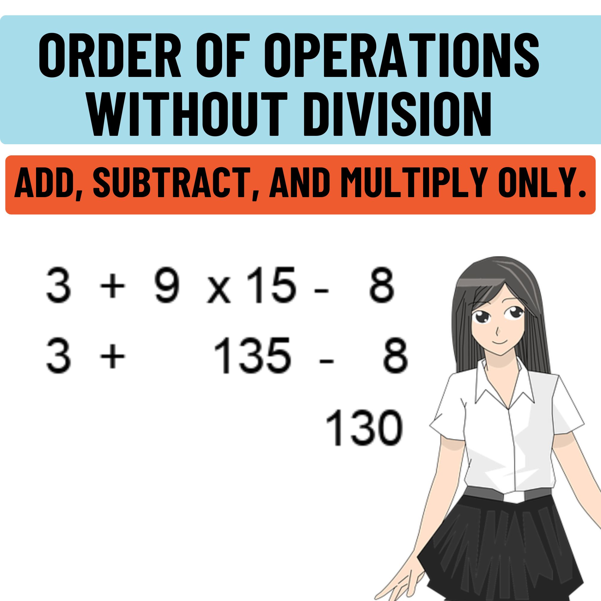 Order of Operations Without Division Worksheets - Add, Subtract, and ...