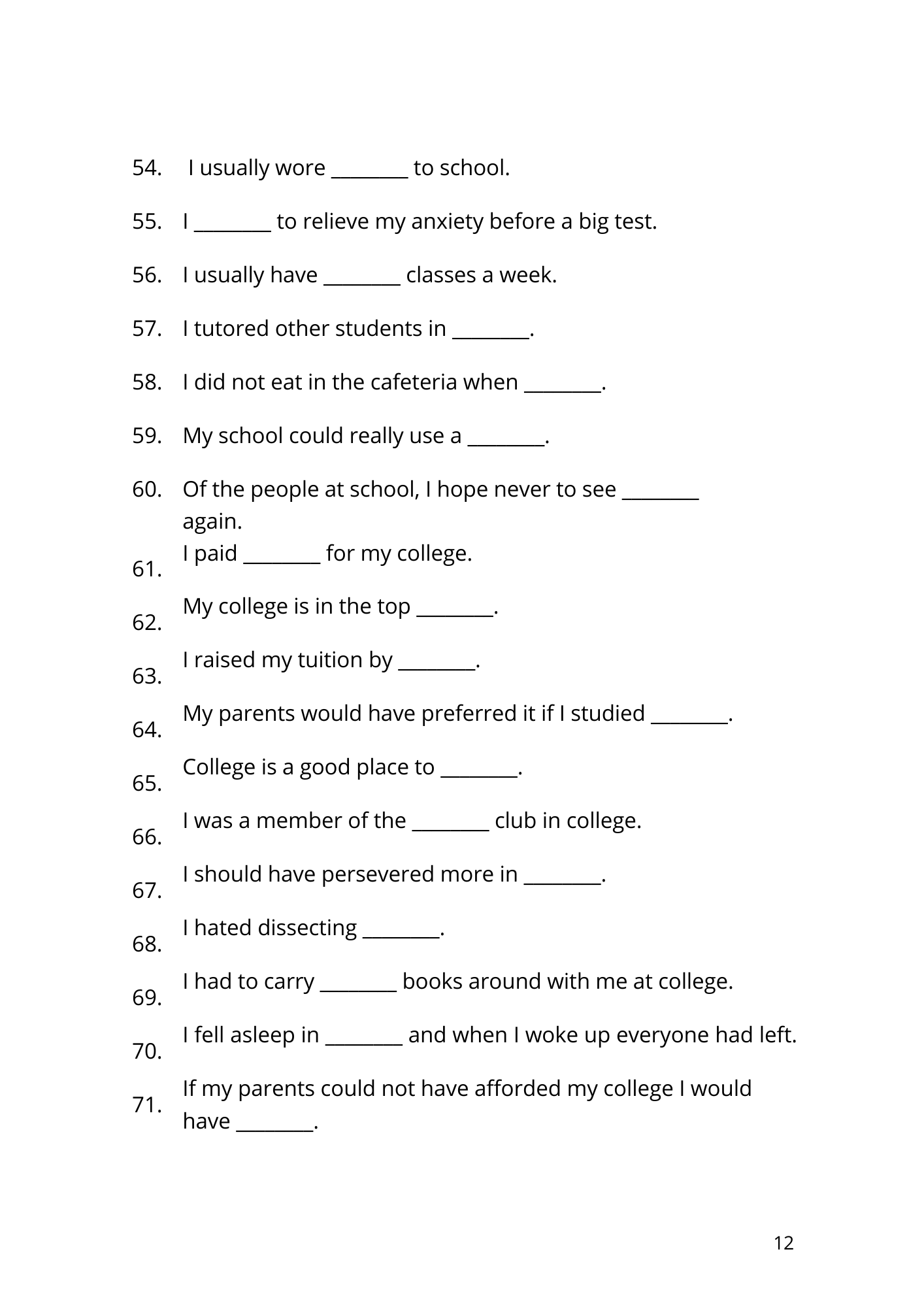 FREE A2A3 Beginner's FillInTheBlank Diary ESL Writing Worksheets