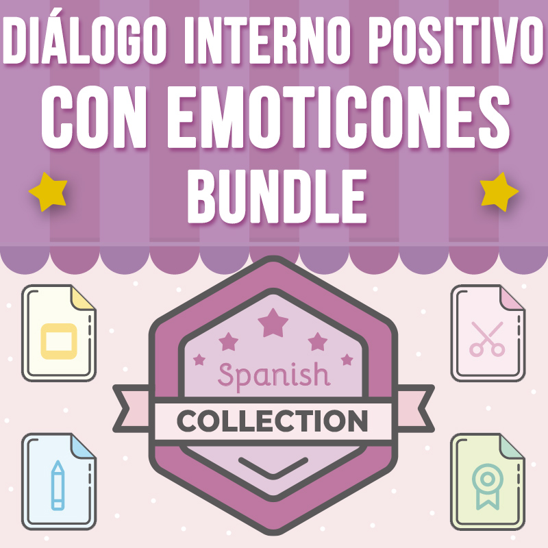 Diálogo Interno Positivo Collection BUNDLE: PPT, Crafts, Task Cards, Worksheets in SPANISH