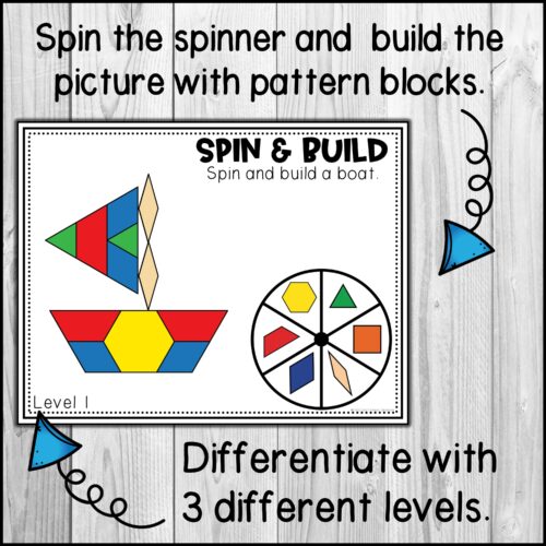 Summer Spin & Build Pattern Block Games Math Center Shape Activity