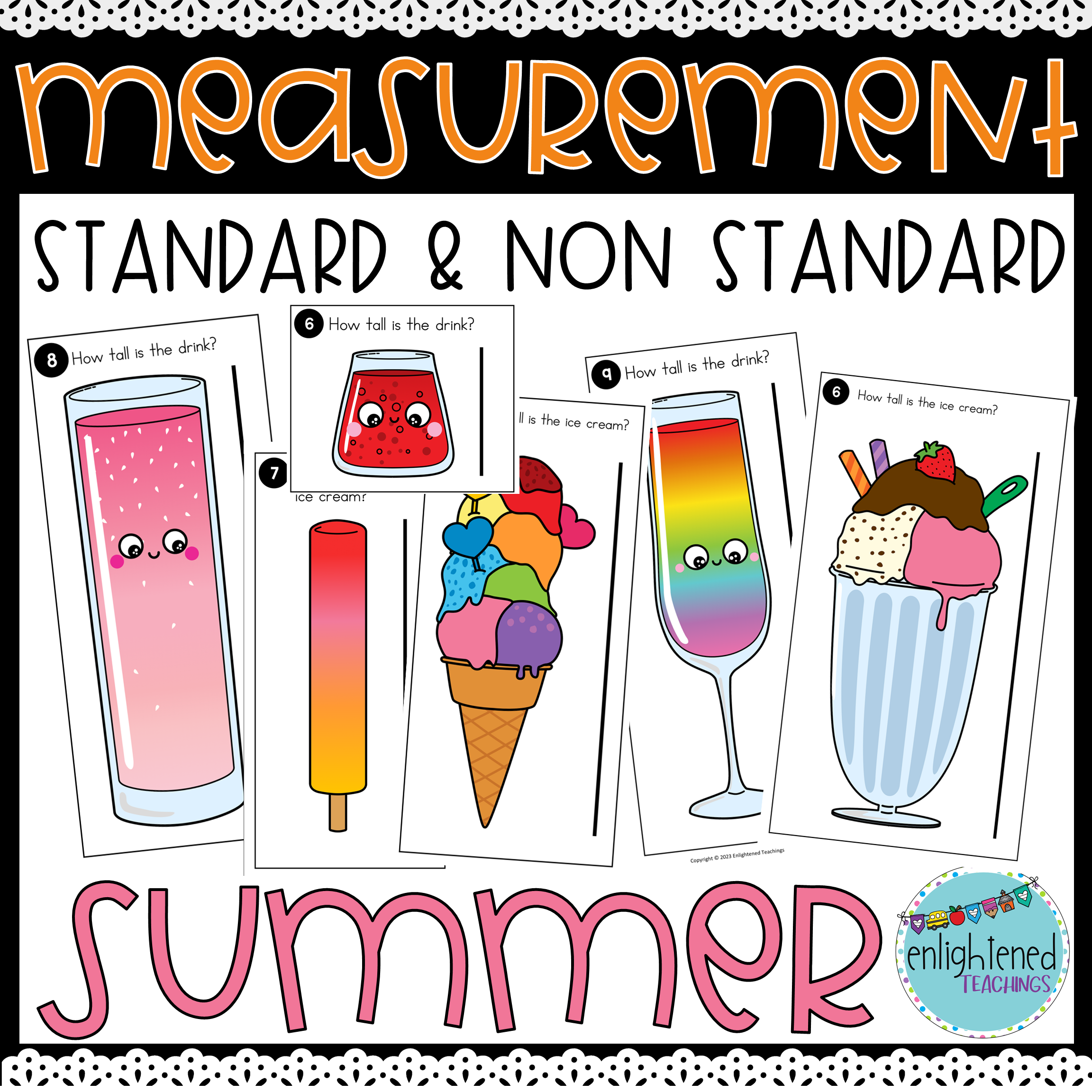 Summer Measurement Task Cards Non Standard Summer Measuring Activities