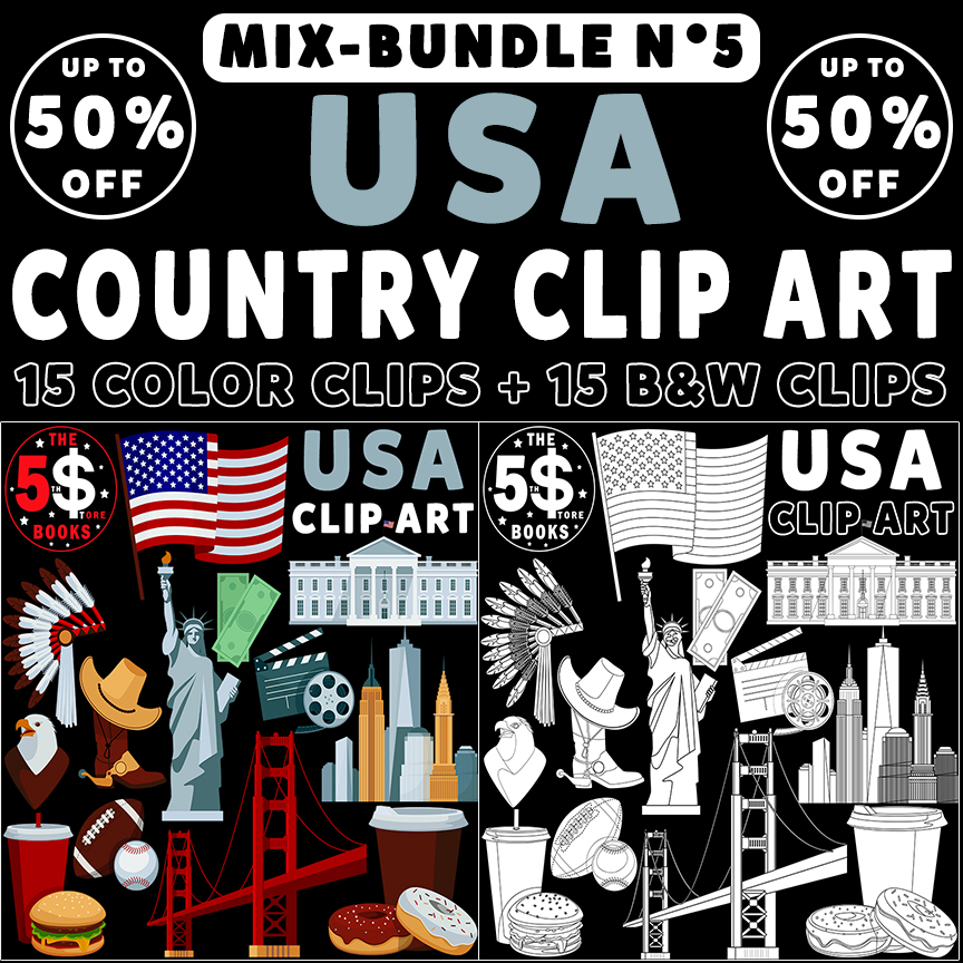 USA Country Clipart Mix Bundle N° 5 - 30 Items