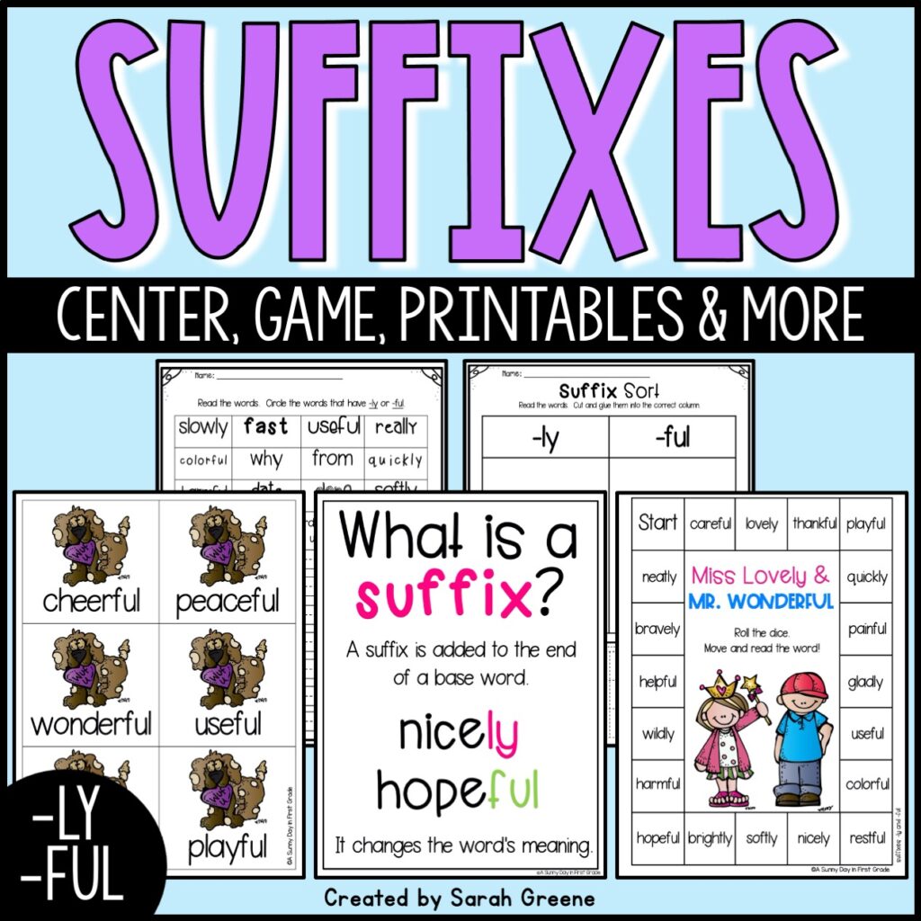 Suffixes LY & FUL Printables, Center & Games Made By Teachers