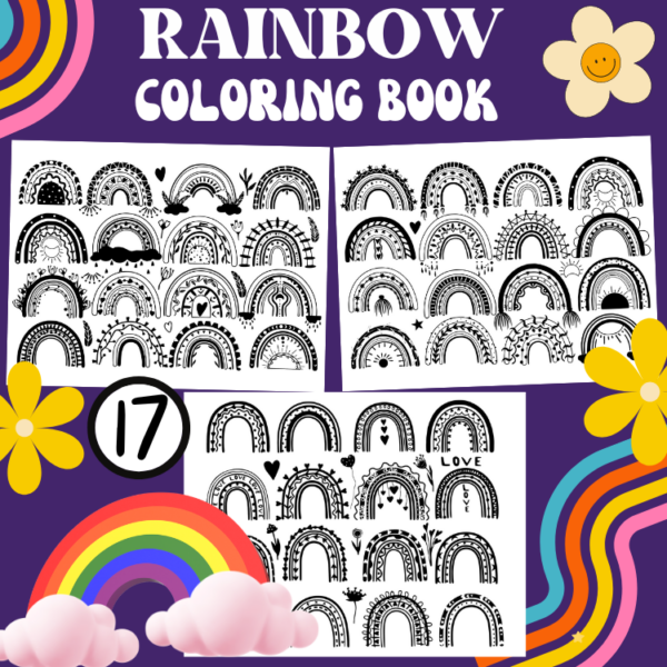 Rainbow Coloring Pages| Kids & adults Printable Sheets| Rainbow Coloring Book| Printable ...