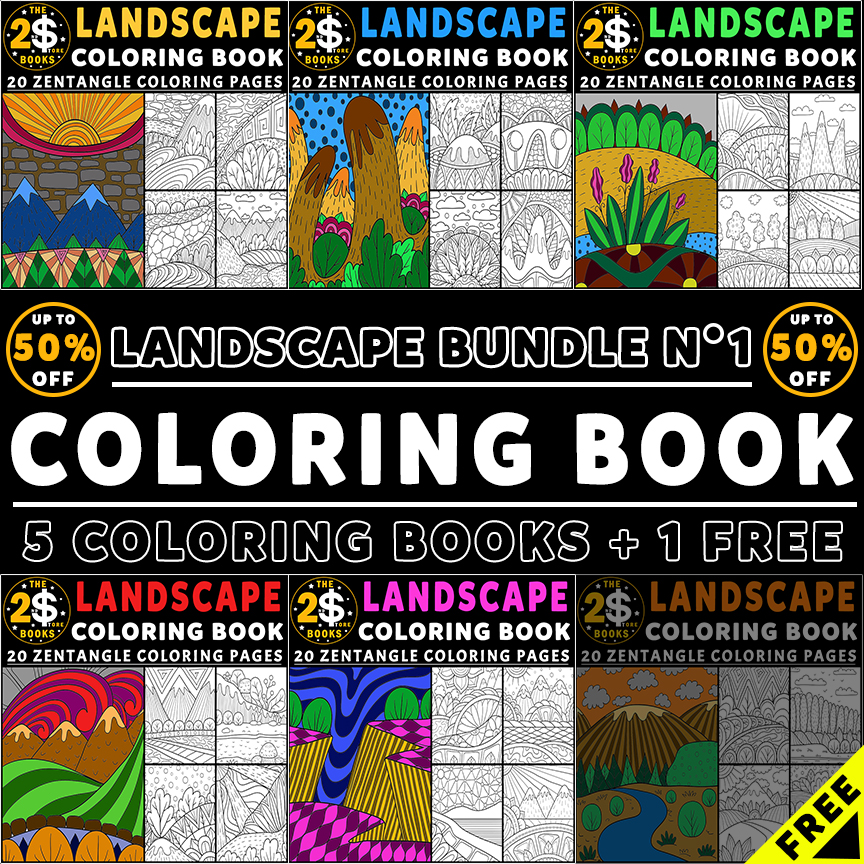 Landscape Zentangle Coloring Book Bundle N° 1 - 120 Pages