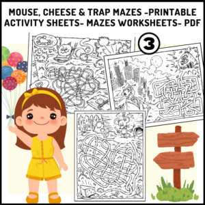 Mouse, Cheese &amp; Trap Mazes -Printable Activity Sheets- Mazes Worksheets ...