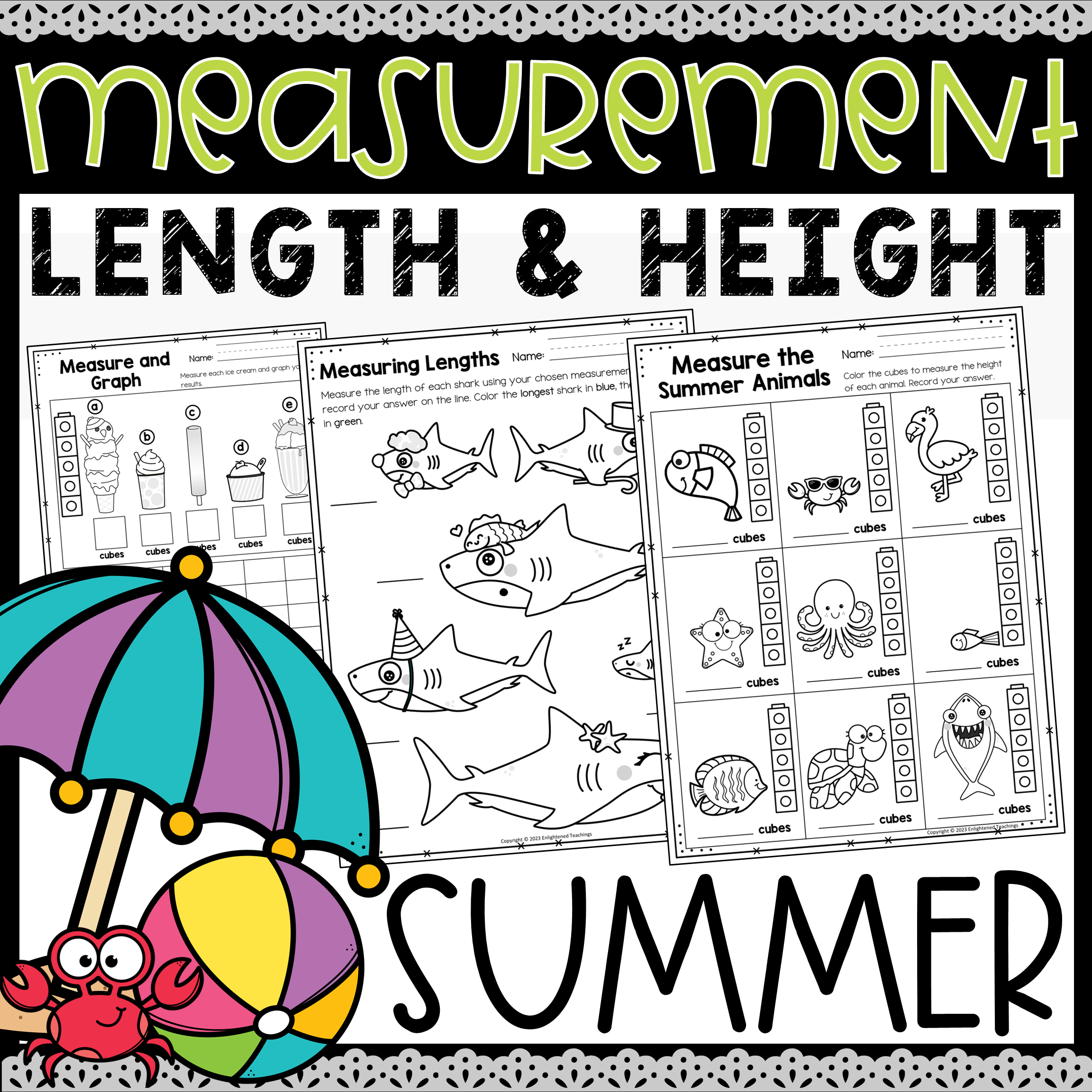 Summer Measurement Worksheets Summer Non Standard Measurement Worksheets