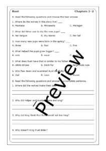 Marion Dane Bauer "Runt" worksheets | Made By Teachers