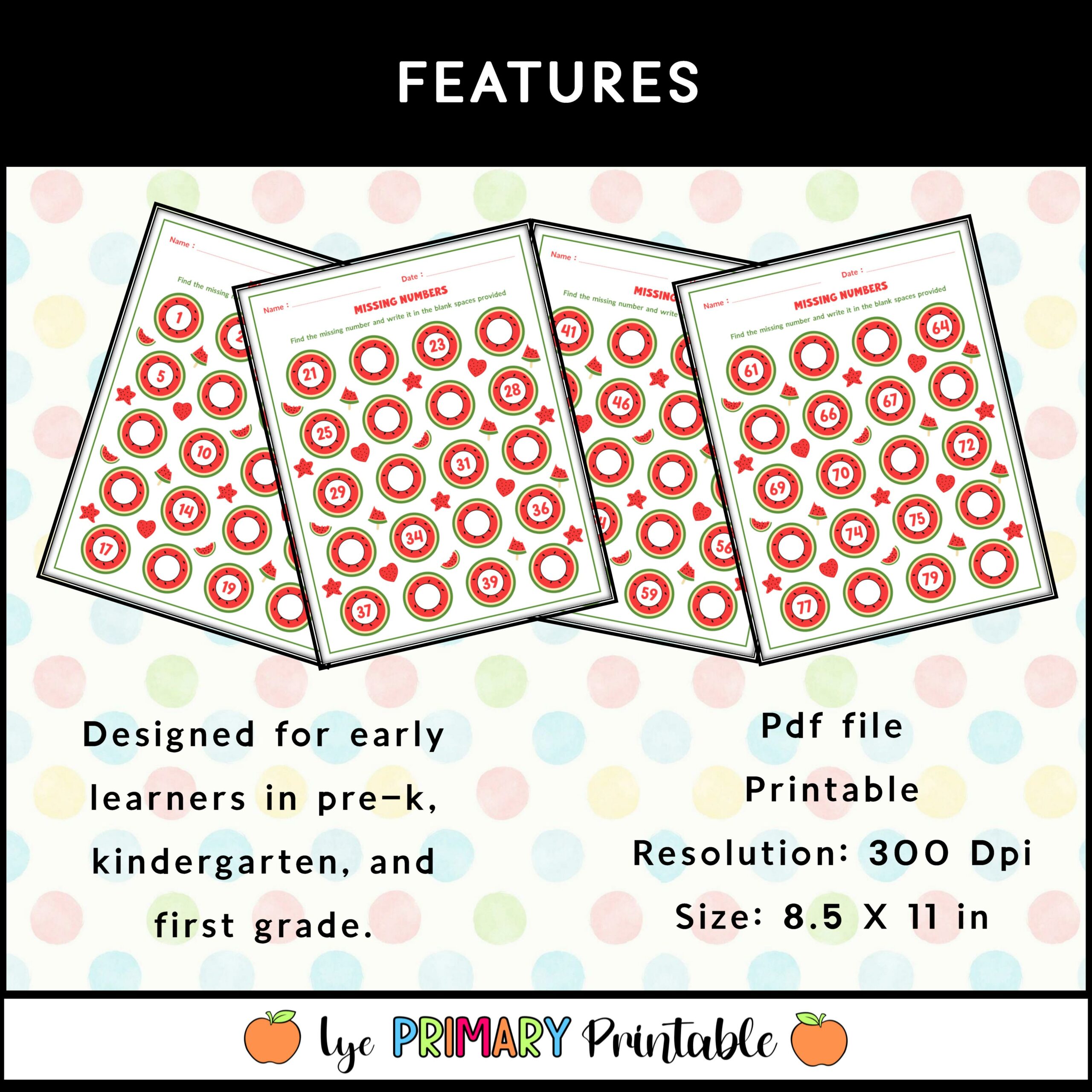 Summer watermelon missing numbers counting to 100 worksheets made by