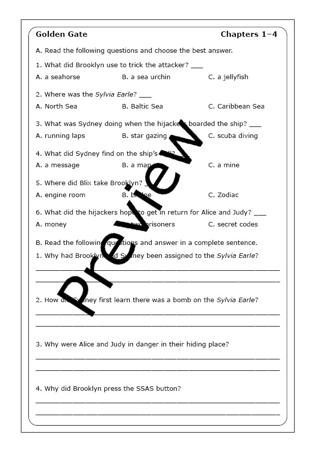 James Ponti "City Spies Golden Gate" worksheets Made By Teachers